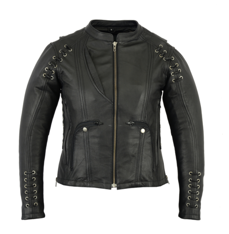 Women's Stylish Jacket with Grommet and Lacing Accents